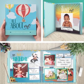 RubyRoo Baby Memory Book - Baby Milestone Keepsake Journal - First 5 Years Photo Album Scrapbook for Baby Boy or Girl - Pregnancy Gift for Baby Shower, Gender Neutral Record Book Newborn - Adventure