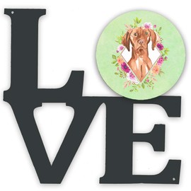 Caroline's Treasures Vizsla Green Flowers Metal Artwork Love Wall-Decor, Multicolor