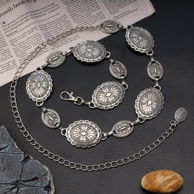 Eigso Boho Lapse Concho Chain Waist Belt for Women Cowgirl
