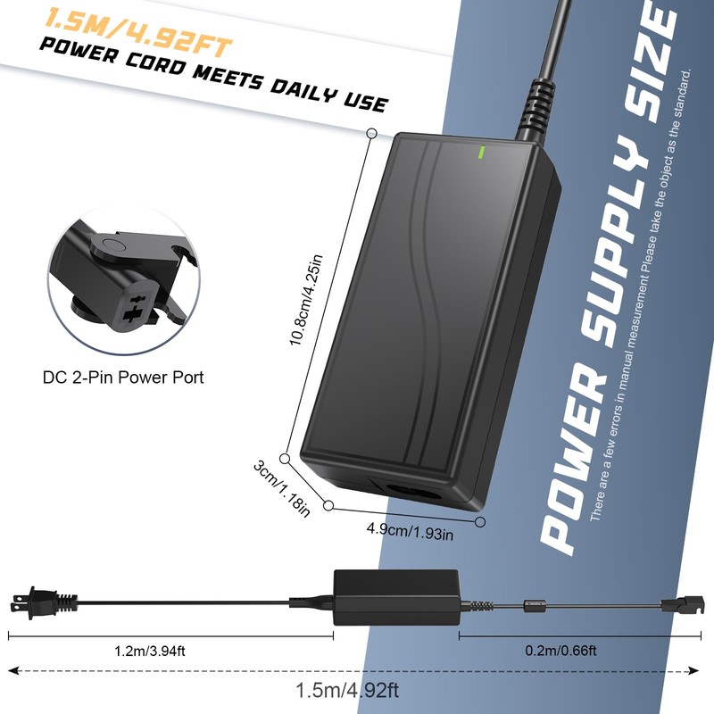 Replacement Recliner Power Cord, 2-Pin Universal Recliner Chair Power Supply,