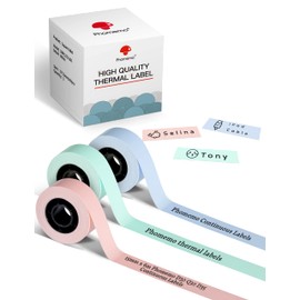 Phomemo Continuous Labels,3 Roll D30 Label Maker Tape,Durable Printed Non-Precut Label for Daycare,Name,Travel,Lunch Boxes,Cup,School Supplies,for Phomemo D30 Q30 D35,0.59'' x 19.68ft