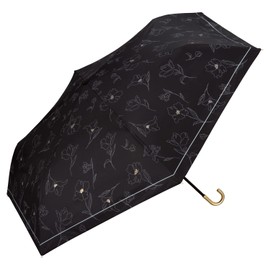 Wpc. 801-16015-102 Parasol Blackout Flower Drawing Mini Black Folding Umbrella, 21.7 inches (55 cm), For Both Sun and Rain, Light Blocking, UV Protection, 100% Floral, Nuance Color, Elegant, Stylish,