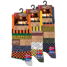 Vincent Creation 3 Pairs of Norwegian Socks, Colourful Hygge Socks, Women & Men Wool Socks, Set 2
