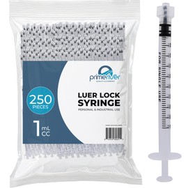 1mL Luer Lock Syringe (No Needle) | Bulk Pack – Loose, Not Individually Wrapped | Personal & Industrial Use (250 Pcs) | PRIMERIVER