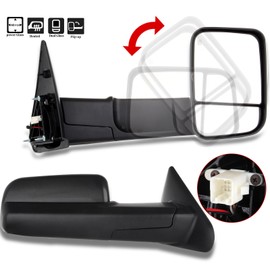SCITOO Compatible fit for Towing Mirrors 2002-2008 for Dodge for Ram 1500 2003-2009 for Dodge for Ram 2500 3500 Pickup Power Heated Passenger Driver Side View Pair Mirrors