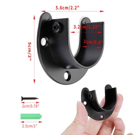 Shonmogar - Soporte para barra de clóset de 6 unidades de soportes para poste de clóset para pared con tornillos, soporte de brida de acero inoxidable para cortina de clóset, soporte de poste de