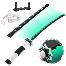YTWM 41" LED Light Up Anime Katana, USB Rechargeable Mystical Green Glowing Samurai Sword, 105cm Cosplay Prop with Stand & Shoulder Strap, Costume Gear for Anime Conventions