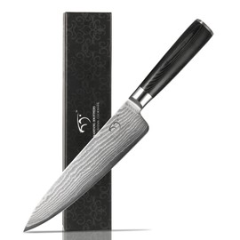Damascus Chef Knife 8 Inch, Professional Kitchen Knife Forged with VG10 Super Steel 67 Layer Damascus, Non-slip Wood Ergonomic Handle, Razor Sharp Lightweight Kitchen Knife