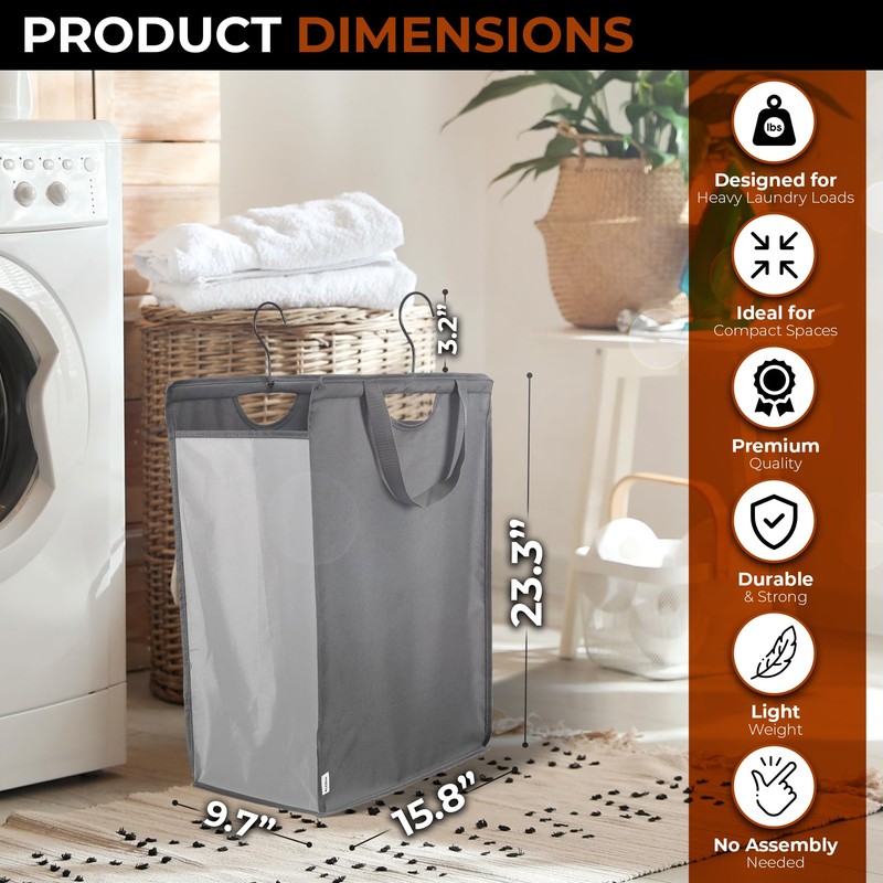 ALCOVA Hanging Laundry Hamper, Space-Saving Mesh Hanging Laundry Bag with