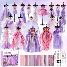 Kit De Diseño Moda Para Niñas, 1200 Piezas Kit De Costura De Ropa De Muñeca Con 6 Maniquíes, Kits De Manualidades Coser Para Ninas, Juguete Educativos Niños, Regalo Para Ninos De 5+ Años