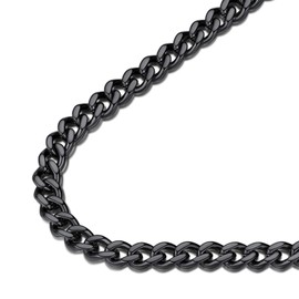 FindChic Black Chain Necklace for Men Hip Hop Cuban Link Chain for Men Boys 5MM 20'' Rapper Jewelry