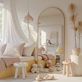 Antok Arch Floor Mirror, 59"x18" Full Length Mirror - Freestanding Full Body Mirror with Stand for Bedroom or Living Room (Amber)