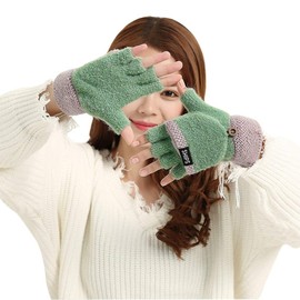 Women Girls Knitted Convertible Fingerless Gloves Flexible Half-Finger Mitten Winter Thermal Warm Coldproof Gloves Gifts