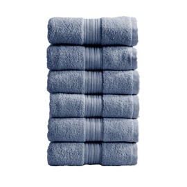 Great Bay Home Blue Hand Towels - 100% Cotton 6 Pack 26x16 Hand Towel Set - Lightweight, Absorbent, Quick-Dry Towels for Bathroom (Chambrey Blue)