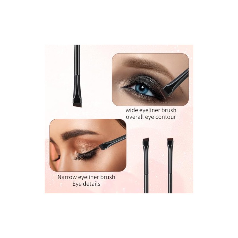 6pcs Ultra Thin Flat Eyebrow Tint Brushes - Angled Eyeliner