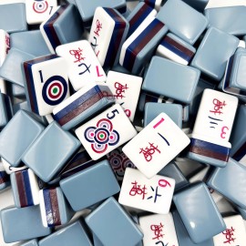 Wholesale  Light Green Acrylic Engraved 4 Layer 160 Custom Luxury Sunday Travel Set America Mahjong TilesSize: 1.26*0.95*0.63, Color: Blue-gray