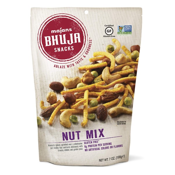 Majans Bhuja Gluten Free Snack Mix, Non-GMO | No Preservatives | Vegetarian Friendly | No Artificial Colors or Flavors, Nut Mix, 7 Ounce