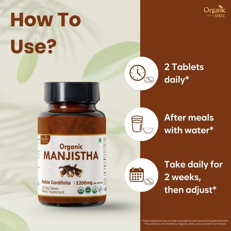 ORGANIC SPREE MANJISTHA 120 Tablets | Rubia Cordifolia (Manjistha) |