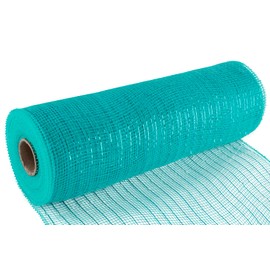 AVANAVA 10 Inch x 10 Yard Metallic Deco Mesh Poly Burlap Ribbon - Metallic Turquoise