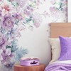 Buiory Purple Flowers Green Plants Wall Decals Large Removable Floral