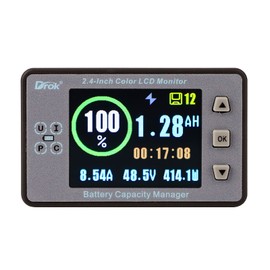 DROK Battery Coulometer, DC 8-100V 500A Split Type Multi Tester 12V 24V 36V 48V 60V Coulometer Watt Meter, Capacity Percentage Time Power Voltmeter Ampmeter for RV Solar Panel Golf Cart Car Audio