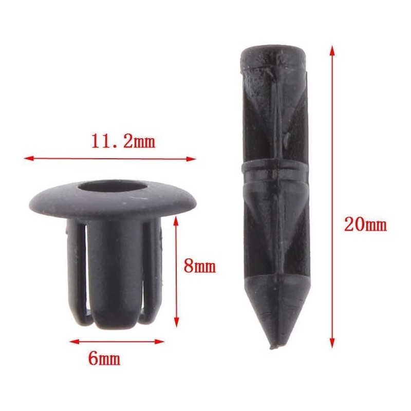 Plastic Rivets 6 mm, Duokon Door Trim Clip, 100 Piece