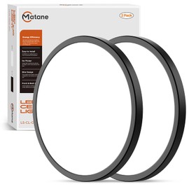 Matane 2 Pack 12 inch Flush Mount Ceiling Light Fixture, 24W LED Ceiling Lamp 3000K/4000K/5000K Selectable, Round Low Profile Ceiling Lights for Bedroom Laundry Kitchen, Black