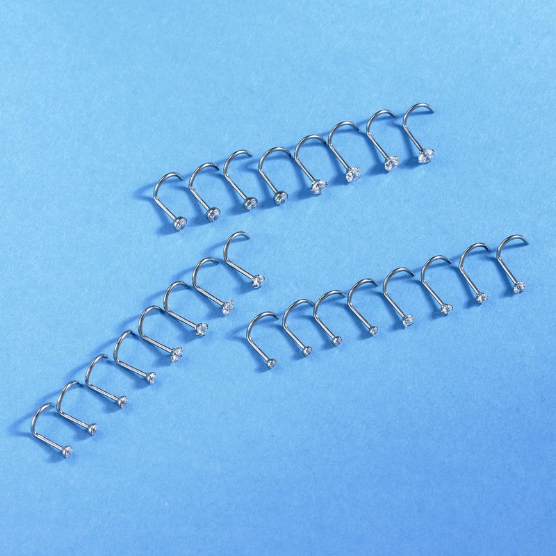 8PCS G23 Titanium Twist Screw Nose Studs 18G 20G Nose