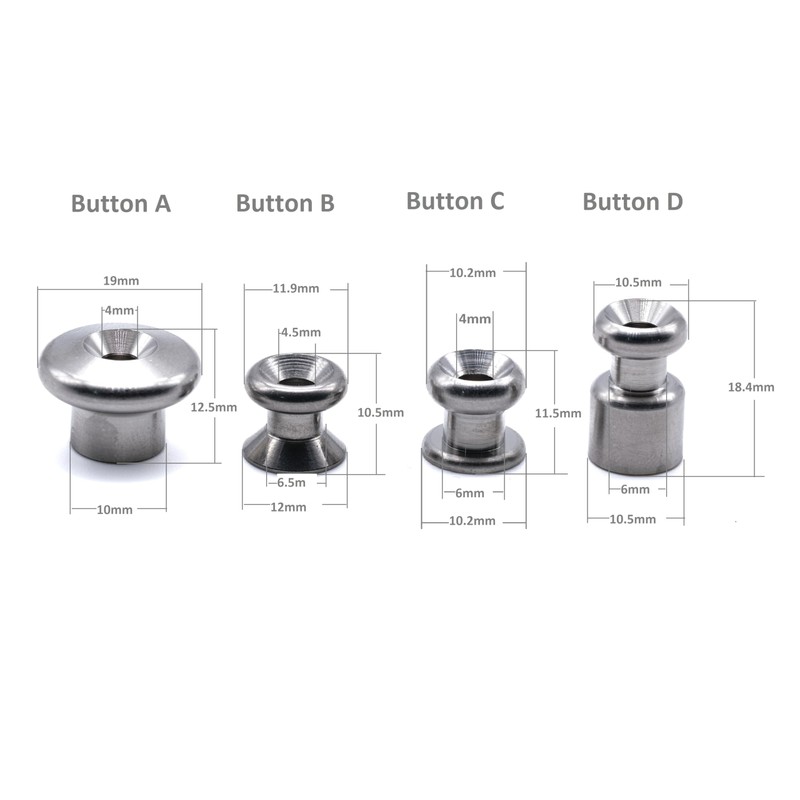 Stainless steel lacing button stud hook loop bungee shockcord 316