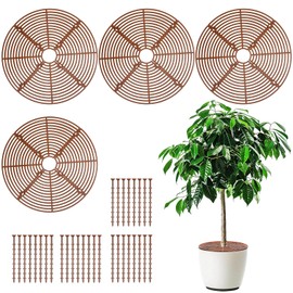 RRUAAZIW 4 Pcs Brown Plant Pot Cover Protector 11.8 Inch Polypropylene Plant Grid for Indoor Outdoor Potted Plants Soil Guard Planter Protector