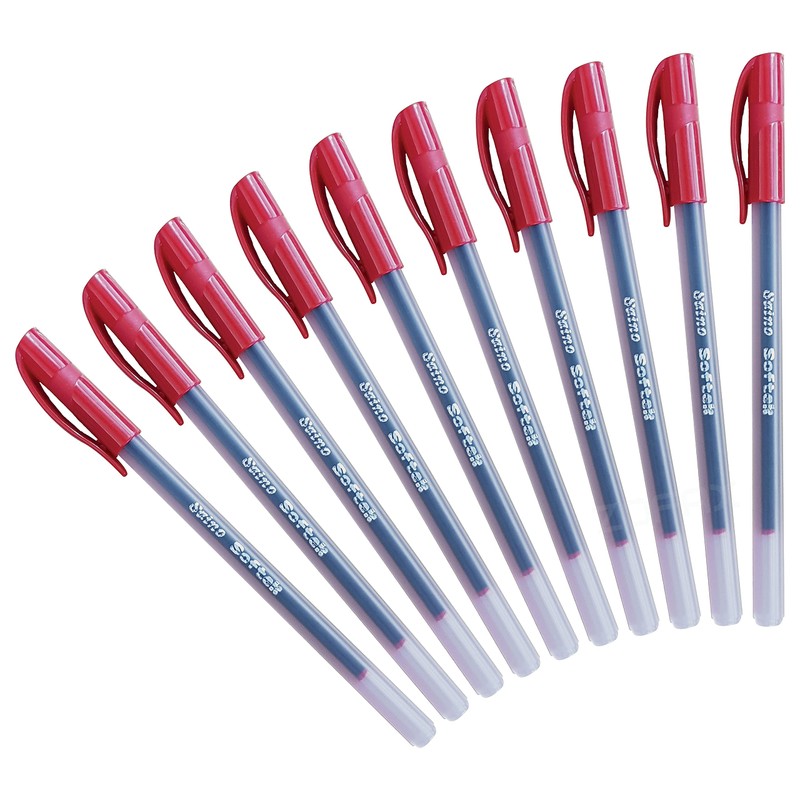 SAINO Fine-X Ballpoint Pens, RED, 0.7mm Fine Point, Pack of