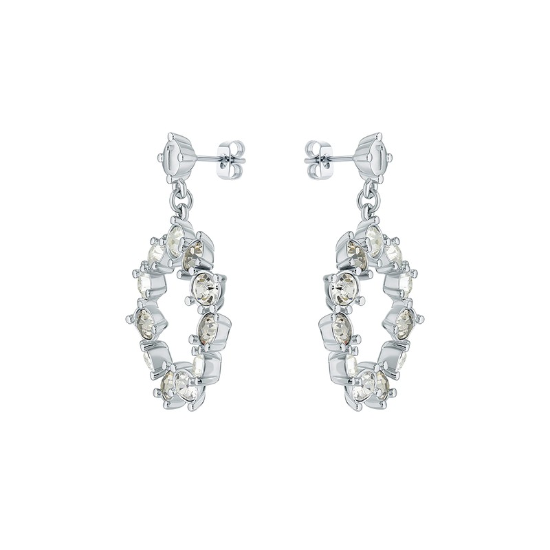 Ted Baker Crissty Large Crystal Hoop Drop Earring (Silver Tone/Clear