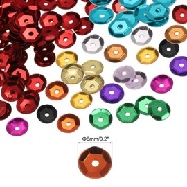 MECCANIXITY Loose Sequins 6MM Silver Backed Sequins 7200Pcs Cup Sequins Embroidery Sequins for Jewelry Making Crafts Sewing,Multicolored