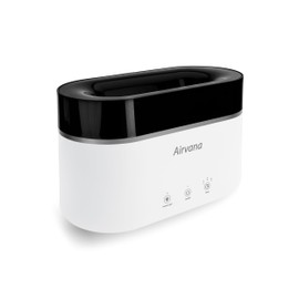 Airvana AquaFlame Ultrasonic Cool Mist Humidifier – Compact Humidifier Indoor with Essential Oil Diffuser for Plants, Dorm Essentials, Apartment Living, Desks & Home Office – White (.75L / 0.19 Gal)