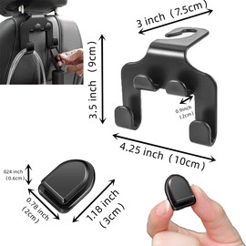 Whoopee Keykey 2 Pcs 2024 Upgrade Car Purse Hook 3 in 1 Car Seat Headrest Hooks Durable Hanger Storage Holder Organizer for Hanging Grocery Bags and Phone Holder 4 mini Hooks Interior Storage