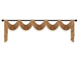 ELKCA Bronze Chenille Waterfall Valance for Living Room,5 Hollow Swags Valance for Bedroom,1 Panel