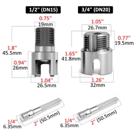 Saipor 2pcs Pipe Threading Tool with Extension, Integrated Internal & External Pipe Thread Cutting Tool PVC/PPR Water Pipe Threader Kit 1/2" and 3/4" (DN15/DN20) Tapping Tool Thread Drill Bit