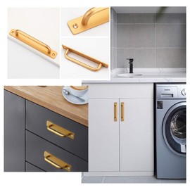 UULU 2pcs Aluminum Alloy Door Handle Handle Cabinet Handle Door Shelf Knob Handle Bathroom Interior Large Size Metal Door Knob with Screws (Yellow)