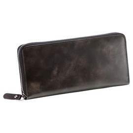 SNOVIST Men's Long Wallet, Museum Calf, Zippered, Wallet, Garson, Black