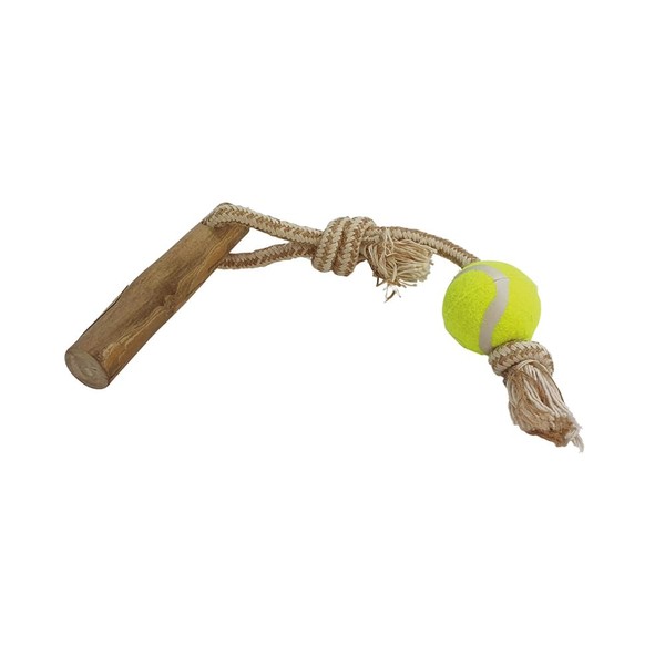 Nobby Coffee Wood with Rope and Ball S, Approx. 40