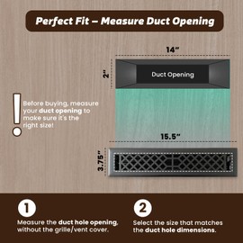 Empire Register Co 2x14 Inches Floor Register Vent Cover, Heavy Duty Walkable Steel Floor Vent Cover for Home Floor, Antique Style Textured Black Finish Floor Vents, Metal Damper Attached Air Vents