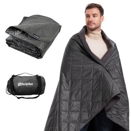 sheelokhwui 4-in-1 Outdoor Blanket, Large Thickened Stadium Blanket, 81"x57", Fleece Camping Blanket, Waterproof, Windproof, Portable, Great for Stadium, Camping, Hiking, Picnic. Dark Gray