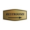 Fancy Restrooms Right Arrow Sign (Brushed Gold) - Medium