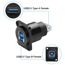 MEIRIYFA USB 3.0 Type B to USB Type A Adapter Male, D Type USB3.0 AF/BF Adapter Type A Female to USB B Print Female Extender Converter - 5Gbps for PC Scanner Fax Machine