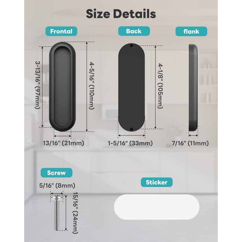 MeBantoo 2 Pack Self-Adhesive Drawer Pull Handles, 4 Inch Self-Stick