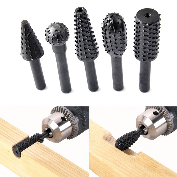 zmart Wood Milling Cutter, 5-piece Set, HSS Roughing, Chisel Shape,
