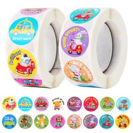 UKOICO 1000 Pieces Stickers for Kids,Cute Animal Stickers for Kids,Cartoon Reward Stickers Suitable for Students,Classroom,School,Home,Party (2 Rolls)