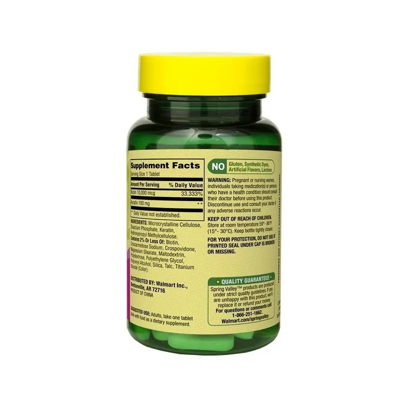 Biotina Plus Keratin Extra Strength 10,000 Mcg 60 Tabletas Sin