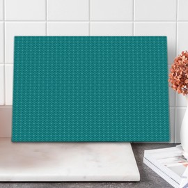 Lunarable Geometric Cutting Board, Traditional Rhombuses and Intertwined Circles Pattern Classic Art Design, Decorative Tempered Glass Cutting and Serving Board, Large Size, Turquoise Teal