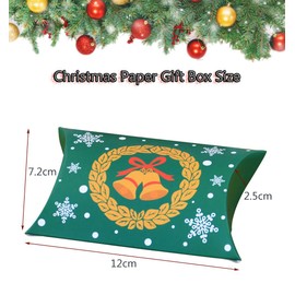Allbusky 50PCS Christmas Party Gift Boxes, Xmas Party Favour Boxes, Christmas Paper Candy Boxes, Pillow Shape Party Packs Party Decorations